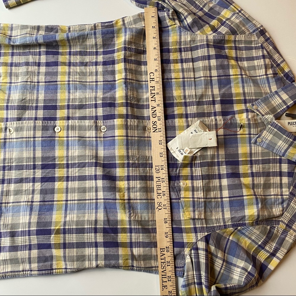 New Plectrum by Ben Sherman Men Large Blue Stripe Button Front Longsleeve Shirt - Picture 8 of 9